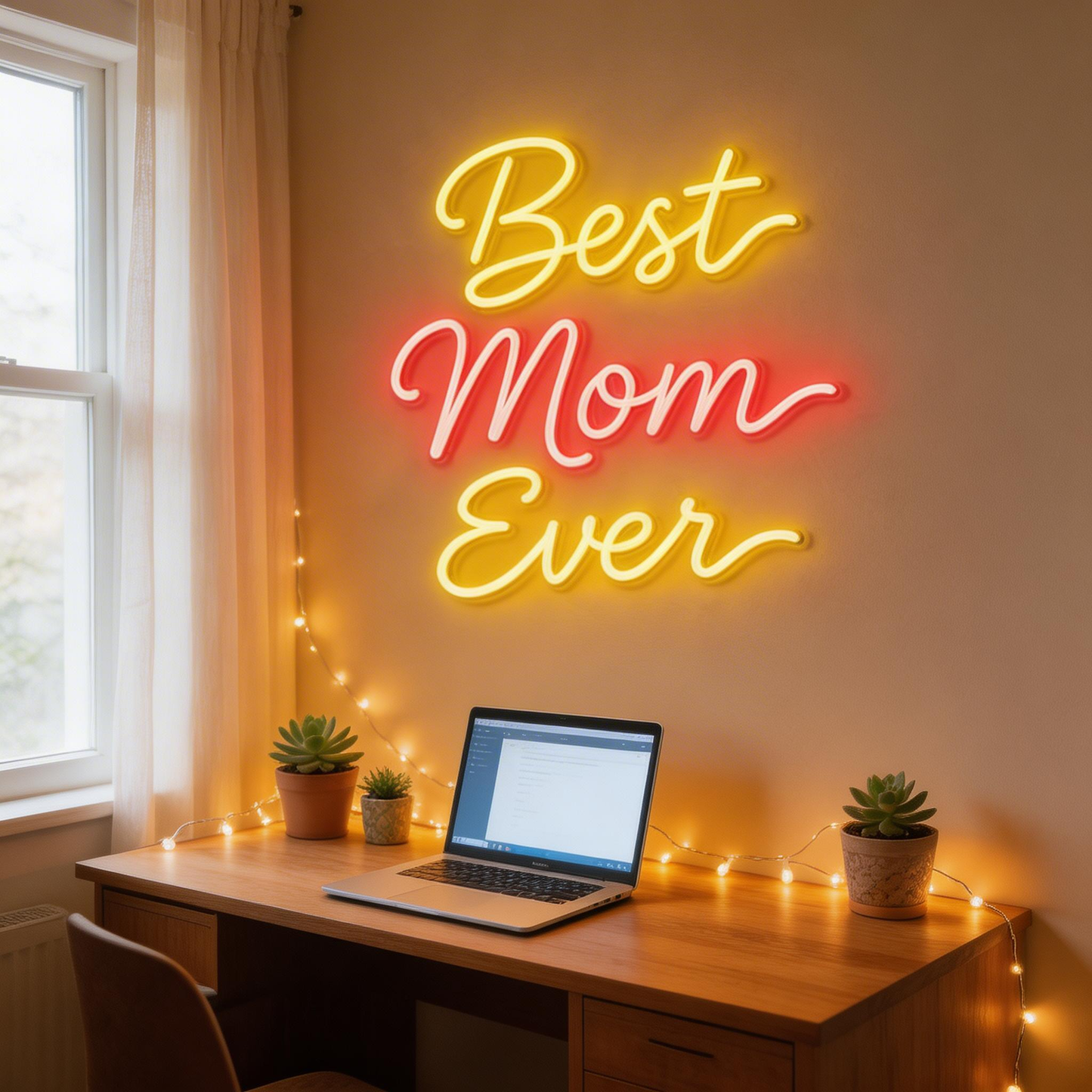 Best Mom Ever Neon Sign - Unique Mother's Day Gift & Fluid Art Keepsake