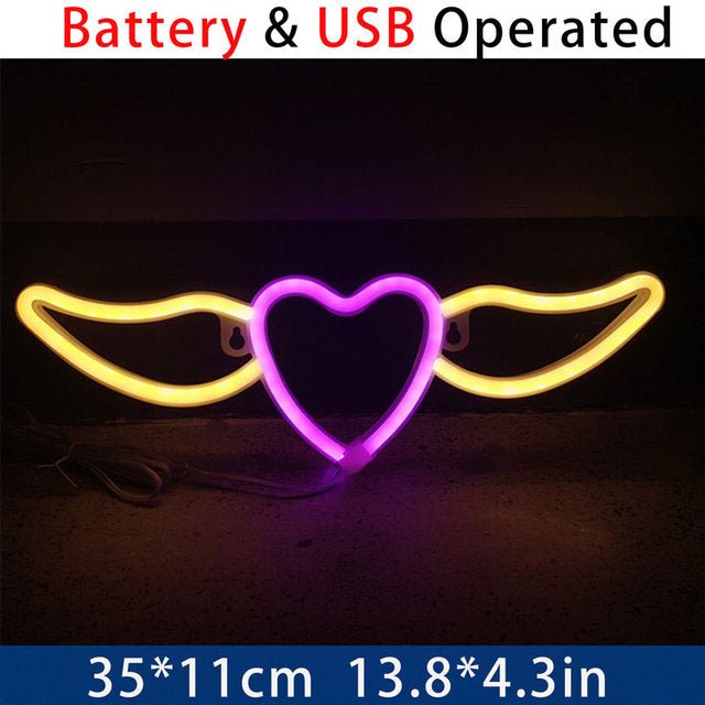 Customized LED Neon Sign - Wings / Heart wing Logo - Crossover Lighting Shop