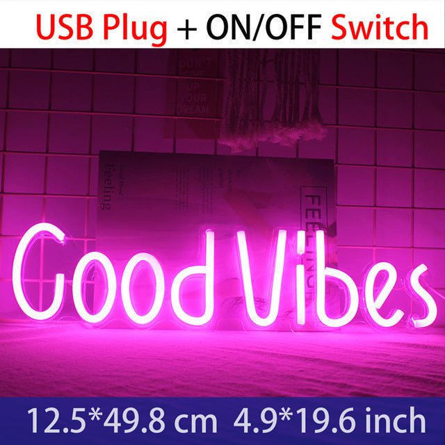 Holiday Decoration Neon Sign - Good Vibes - Crossover Lighting Shop