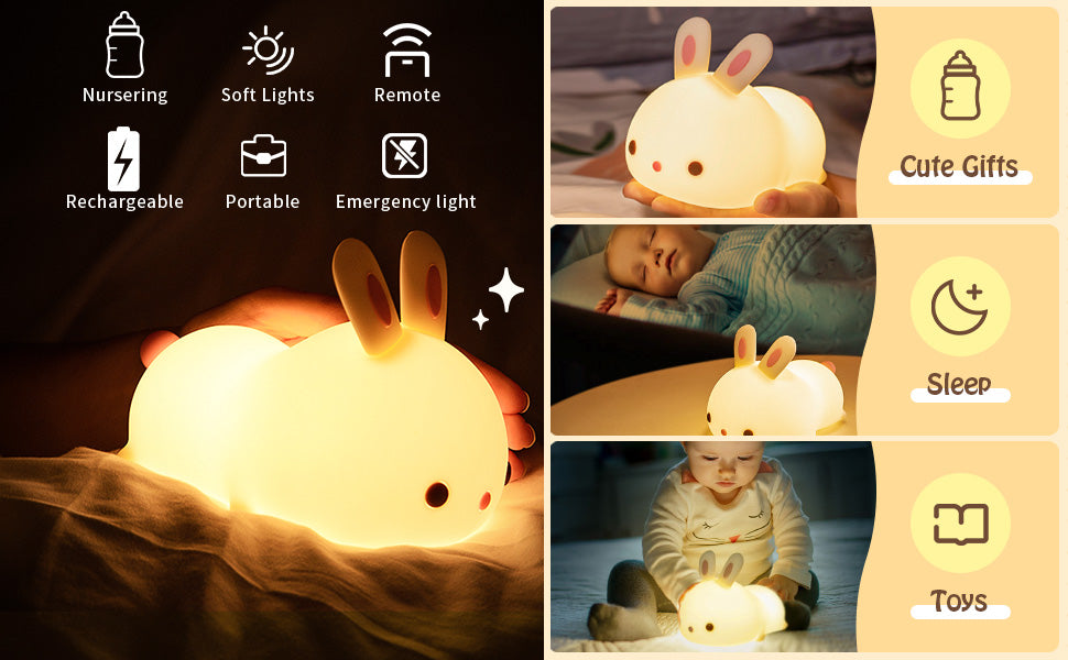 Cute Bunny Night Light USB Rechargeable