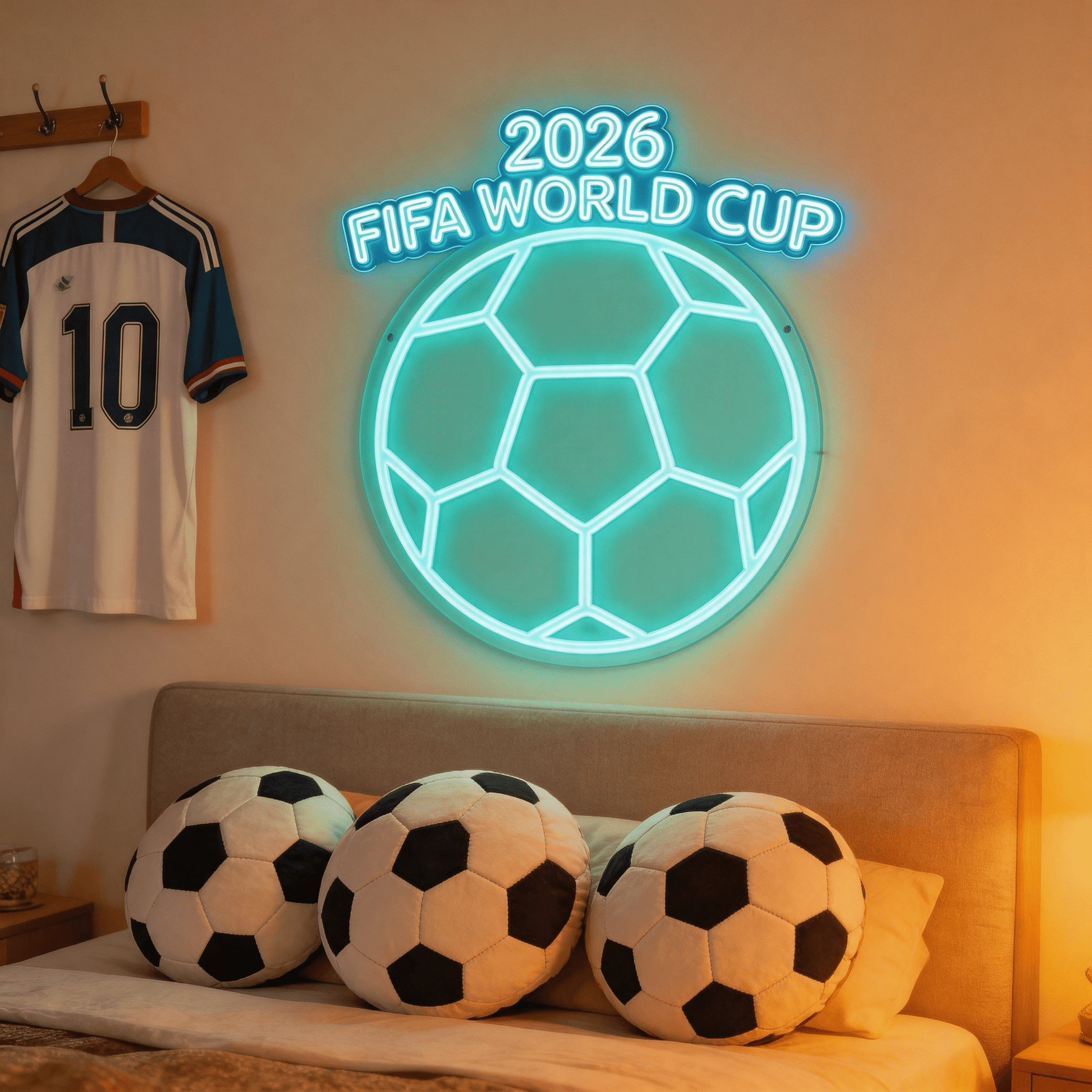 2026 FIFA World Cup Soccer LED Neon Sign – USB Powered Wall Decor - Crossover Lighting Shop