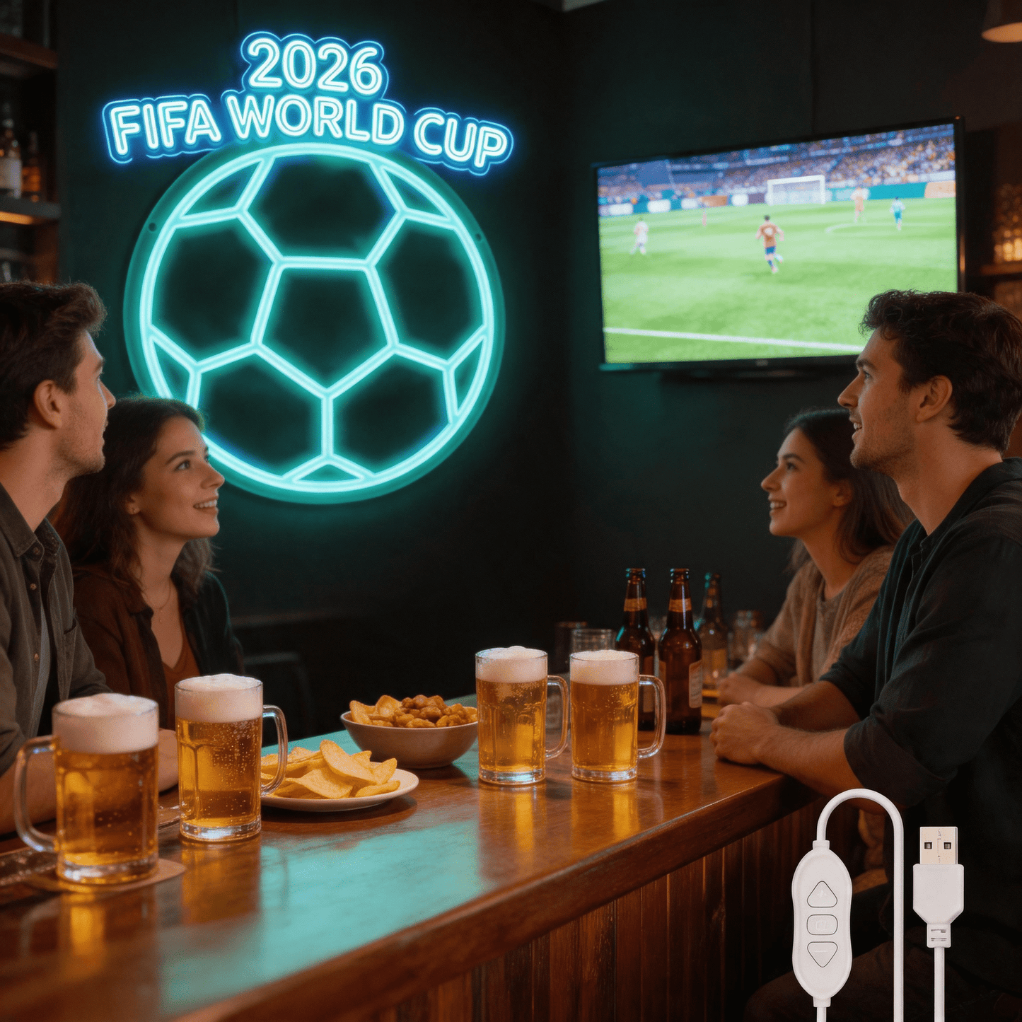 2026 FIFA World Cup Soccer LED Neon Sign – USB Powered Wall Decor - Crossover Lighting Shop