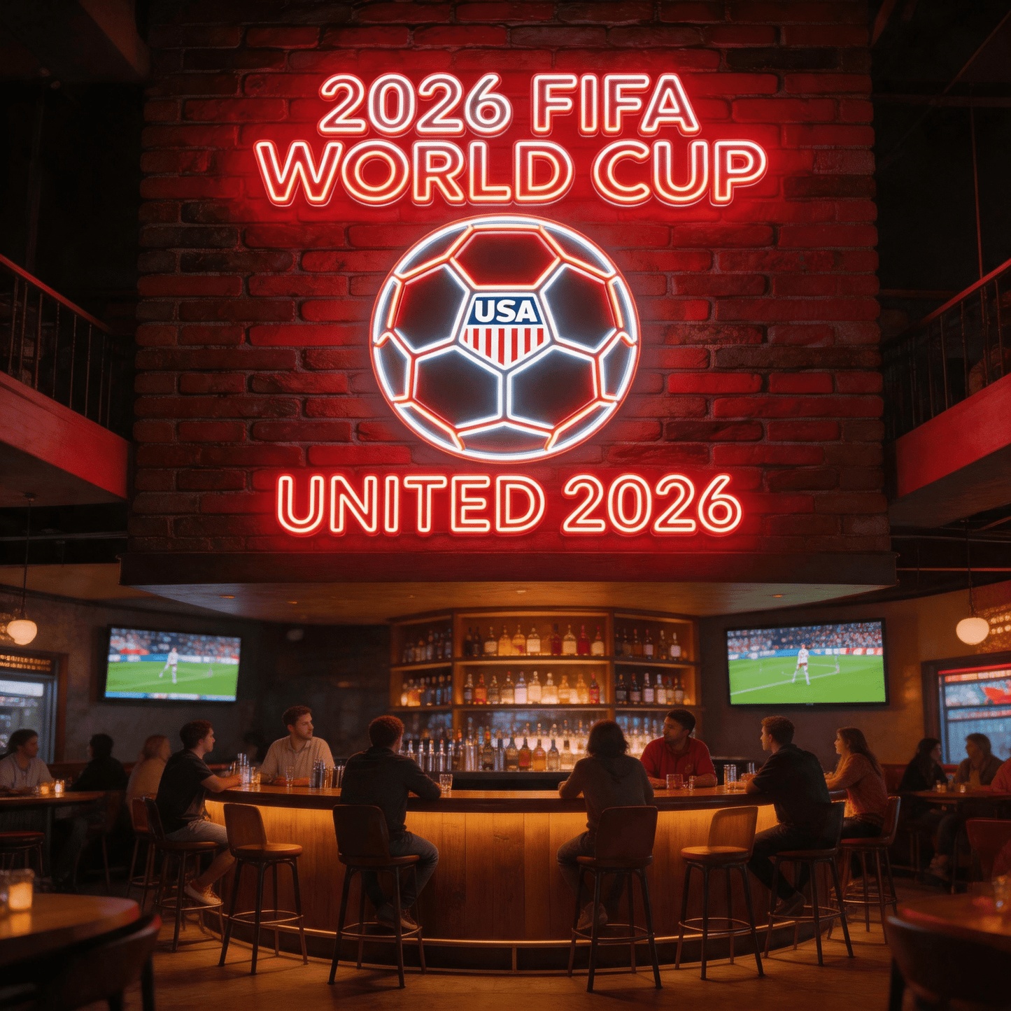2026 FIFA World Cup USA Edition LED Neon Sign – Commercial - Grade Large Wall Decor - Crossover Lighting Shop