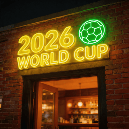 2026 World Cup Commercial Edition LED Neon Sign – Vibrant Yellow & Green Sports Wall Decor - Crossover Lighting Shop