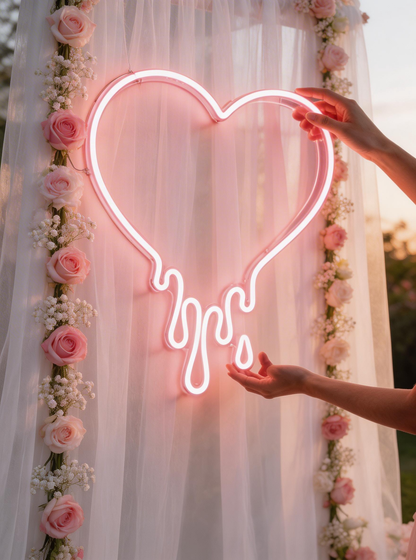 Dripping Heart Neon Sign - Y2K Style LED Wall Decor for Bedroom & Game Room