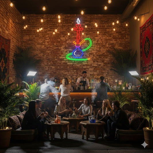 Custom Hookah Neon Sign - Multi-Color LED Shisha Wall Decor for Bar & Lounge