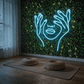 Abstract Face & Hands Neon Sign - LED Wall Art for Boutique, Cafe & Bedroom Decor - Crossover Lighting Shop