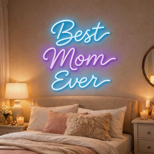 Best Mom Ever Neon Sign - Unique Mother's Day Gift & Fluid Art Keepsake