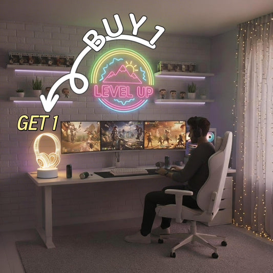 Mountain Peak "Level Up" Circle Neon Sign - Community Edition