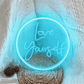 Circular "Love Yourself" Neon Sign - LED Wall Decor for Self - Love & Boho Spaces - Crossover Lighting Shop