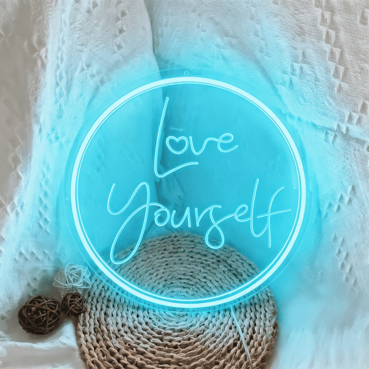 Circular "Love Yourself" Neon Sign - LED Wall Decor for Self - Love & Boho Spaces - Crossover Lighting Shop