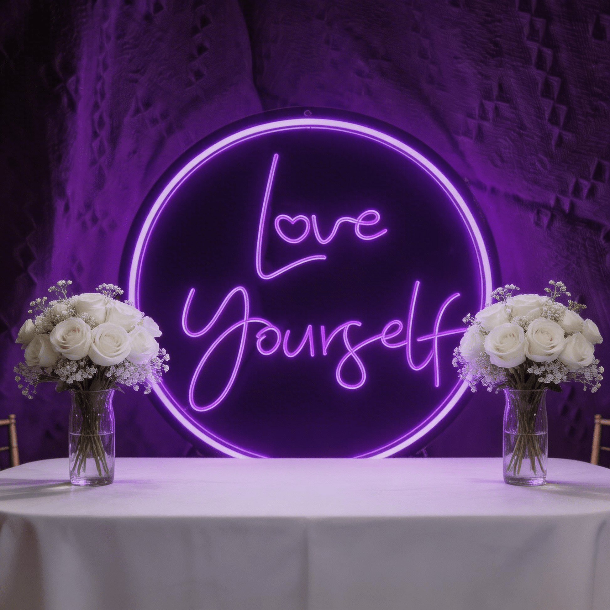 Circular "Love Yourself" Neon Sign - LED Wall Decor for Self - Love & Boho Spaces - Crossover Lighting Shop