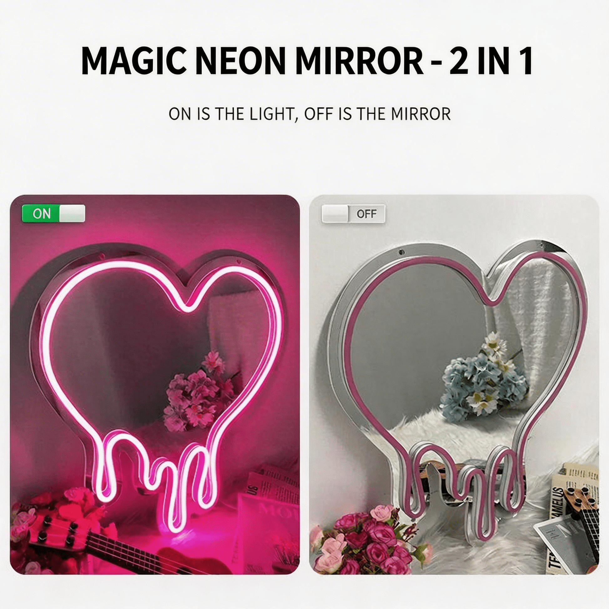Classic Fluid Heart - Essential Neon Mirror - Crossover Lighting Shop