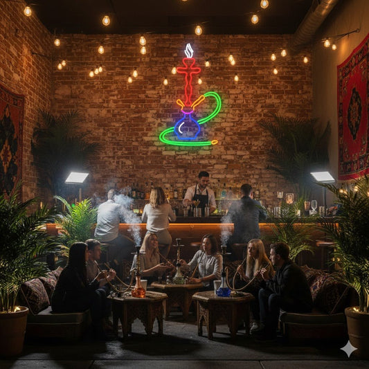 Custom Hookah Neon Sign - Multi - Color LED Shisha Wall Decor for Bar & Lounge - Crossover Lighting Shop