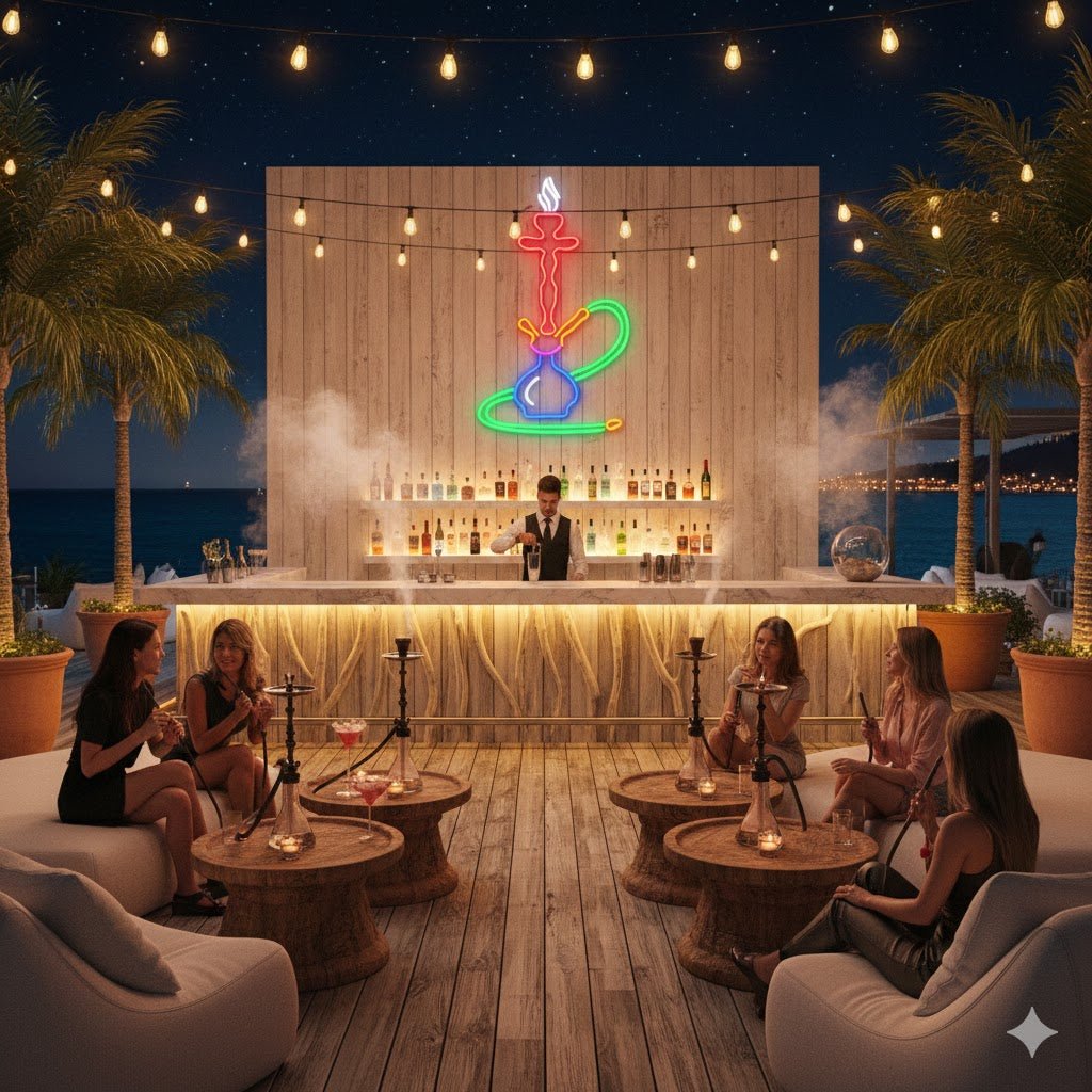 Custom Hookah Neon Sign - Multi - Color LED Shisha Wall Decor for Bar & Lounge - Crossover Lighting Shop