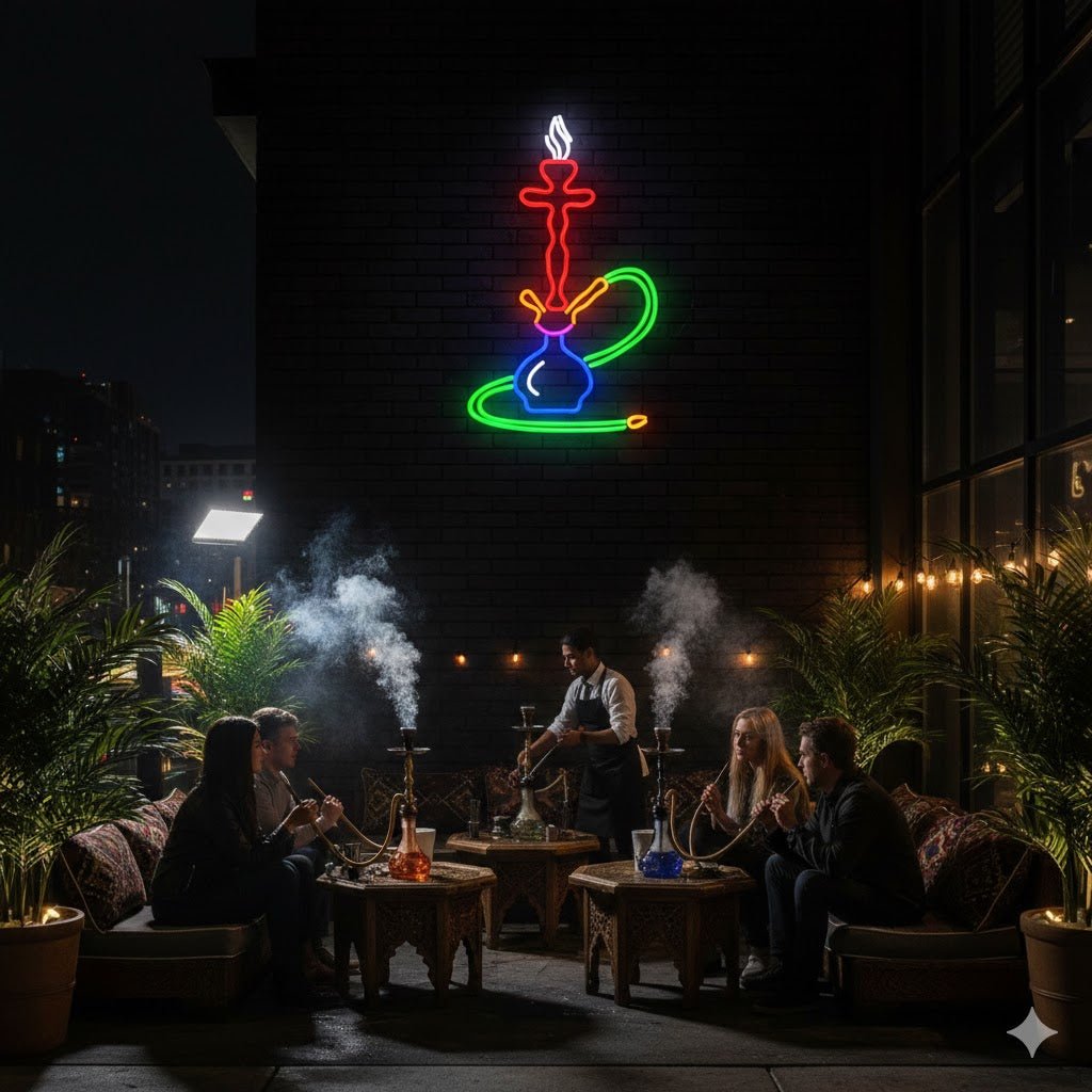 Custom Hookah Neon Sign - Multi - Color LED Shisha Wall Decor for Bar & Lounge - Crossover Lighting Shop