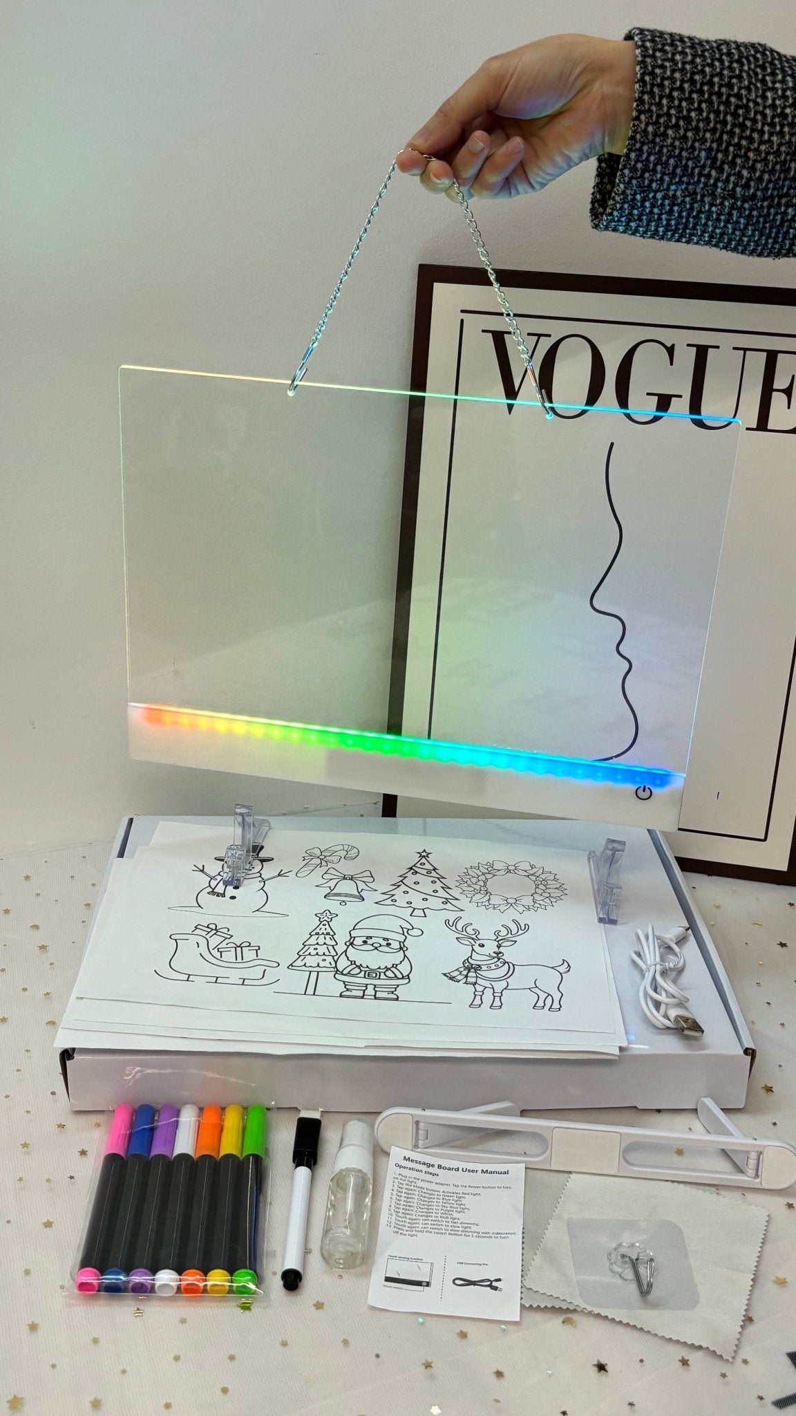Handmade RGB drawing board for kids screen-free entertainment