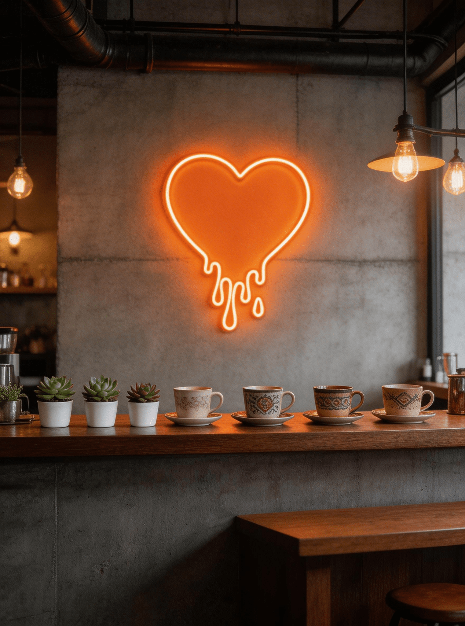 Dripping heart LED neon sign Y2K style wall decor for bedroom and game room