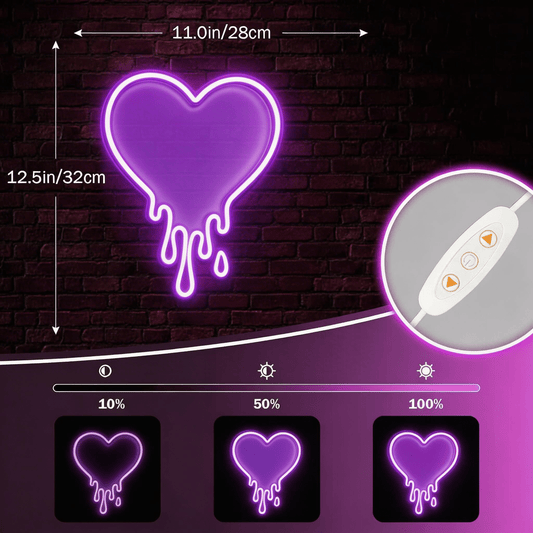 Dripping heart LED neon sign Y2K style wall decor for bedroom and game room