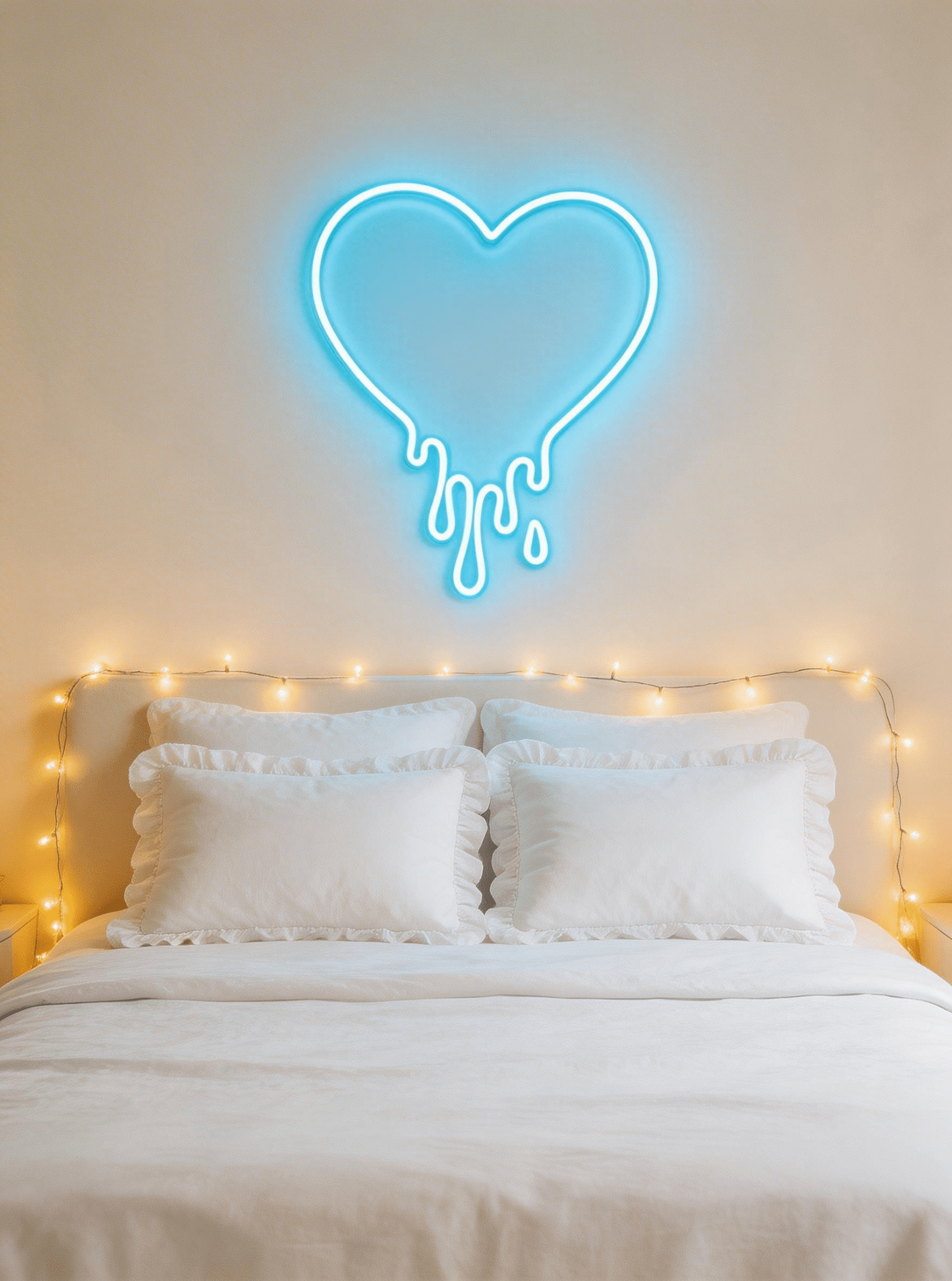 Dripping heart LED neon sign Y2K style wall decor for bedroom and game room