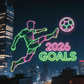2026 Goals Soccer Player LED Neon Sign - Multi Color Football Wall Decor - Crossover Lighting