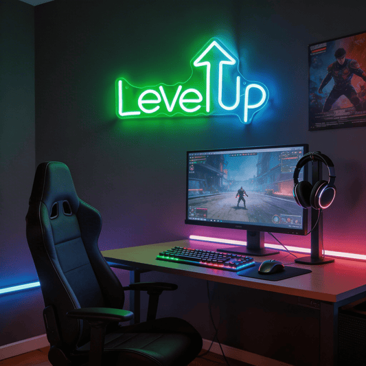 Level Up Motivational Neon Sign - Interactive Wall Decor - Crossover Lighting Shop