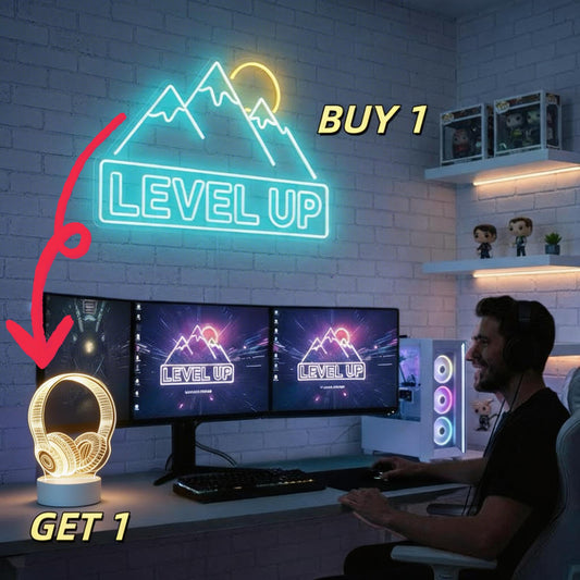 Level Up Your Vibe: Mountain Sunrise LED Neon Sign for Gaming Room - Crossover Lighting Shop