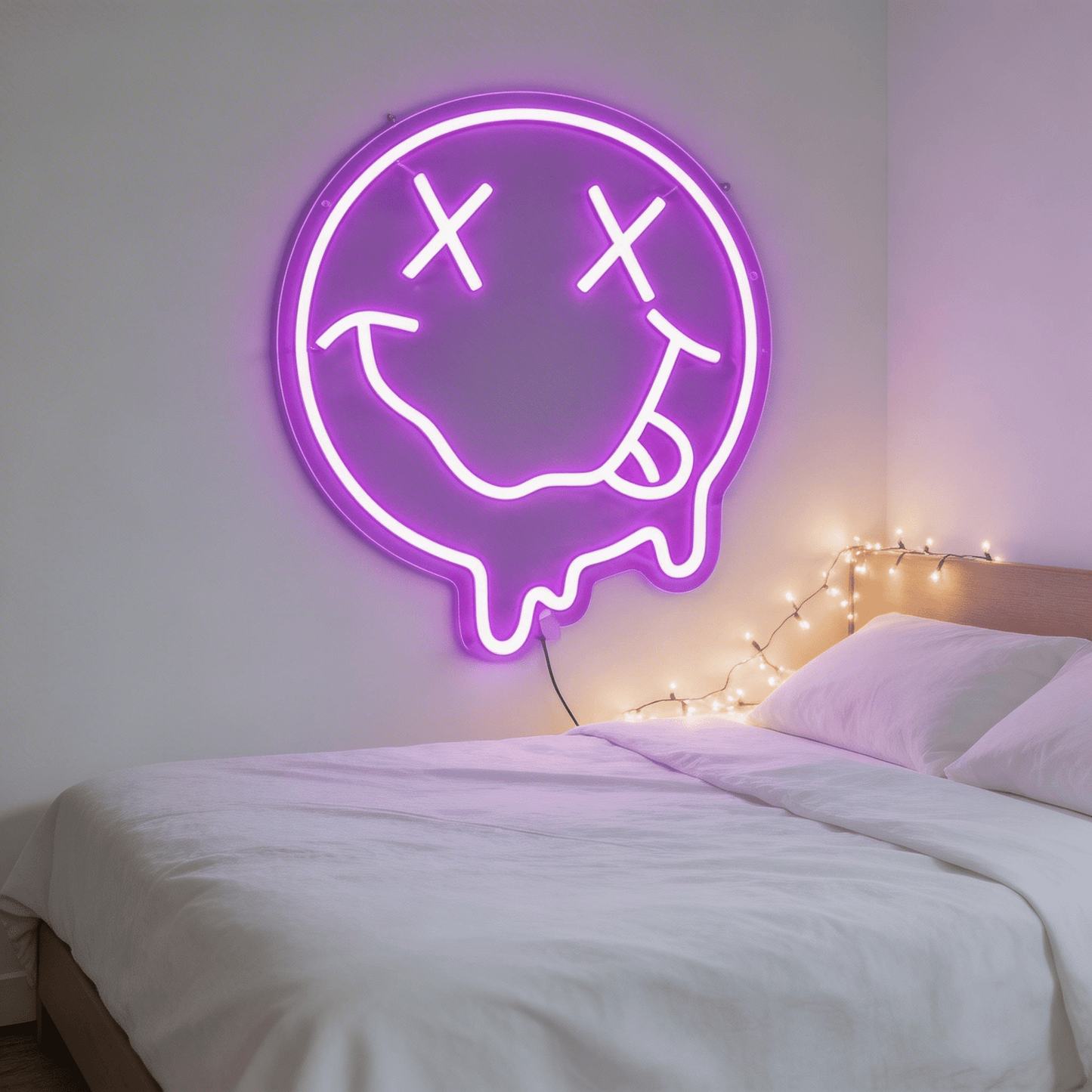 Melting Smiley Face Neon Sign - Y2K Retro Fluid Art Neon Sign for Wall Decor for Bedroom & Game Room - Crossover Lighting Shop
