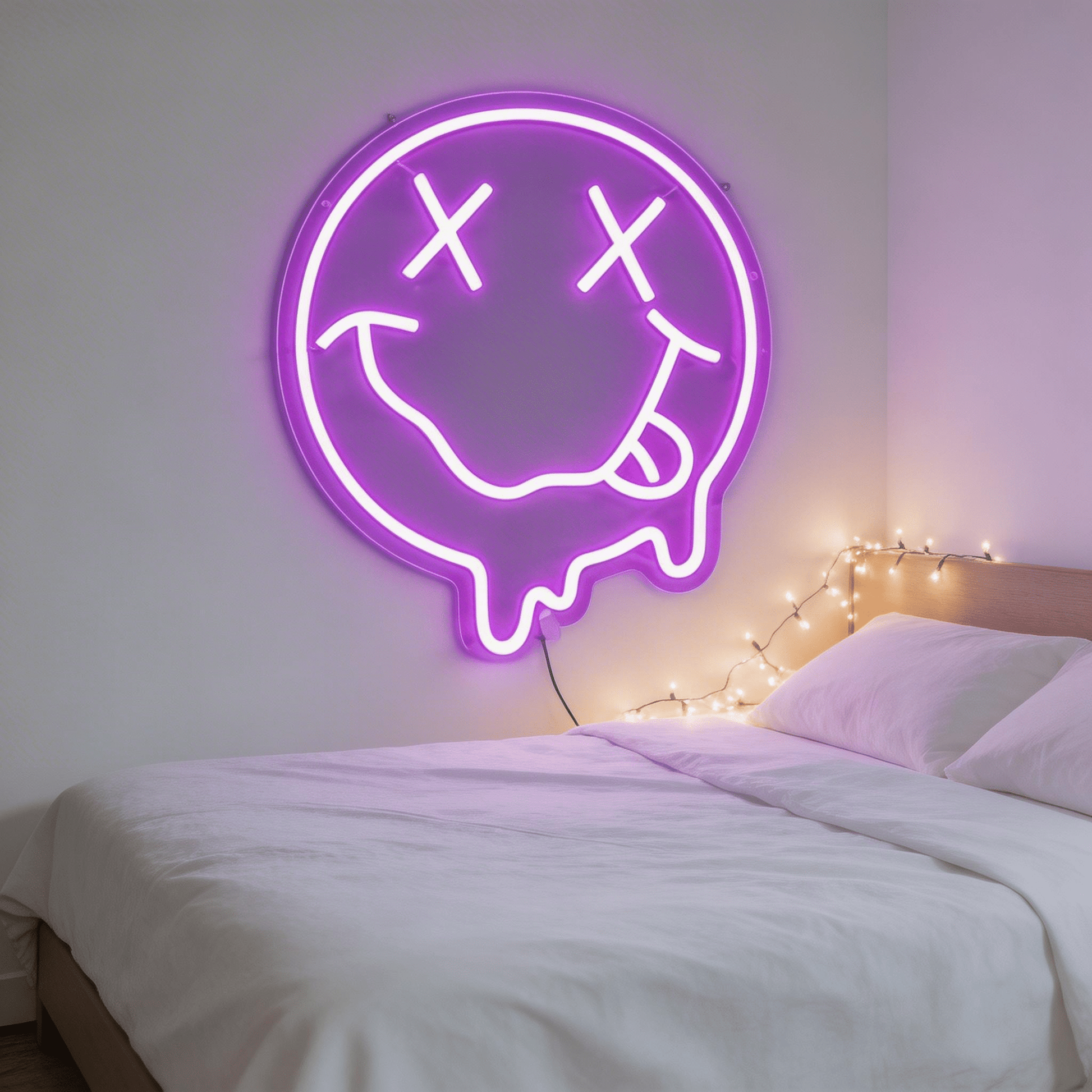 Melting Smiley Face Neon Sign - Y2K Retro Fluid Art Neon Sign for Wall Decor for Bedroom & Game Room - Crossover Lighting Shop