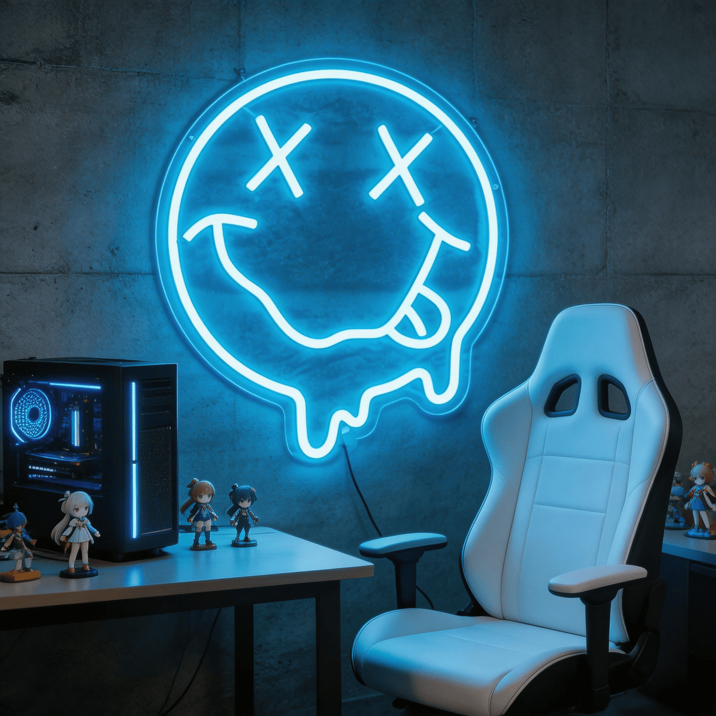 Melting Smiley Face Neon Sign - Y2K Retro Fluid Art Neon Sign for Wall Decor for Bedroom & Game Room - Crossover Lighting Shop