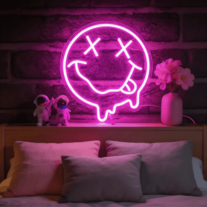 Melting Smiley Face Neon Sign - Y2K Retro Fluid Art Neon Sign for Wall Decor for Bedroom & Game Room - Crossover Lighting Shop