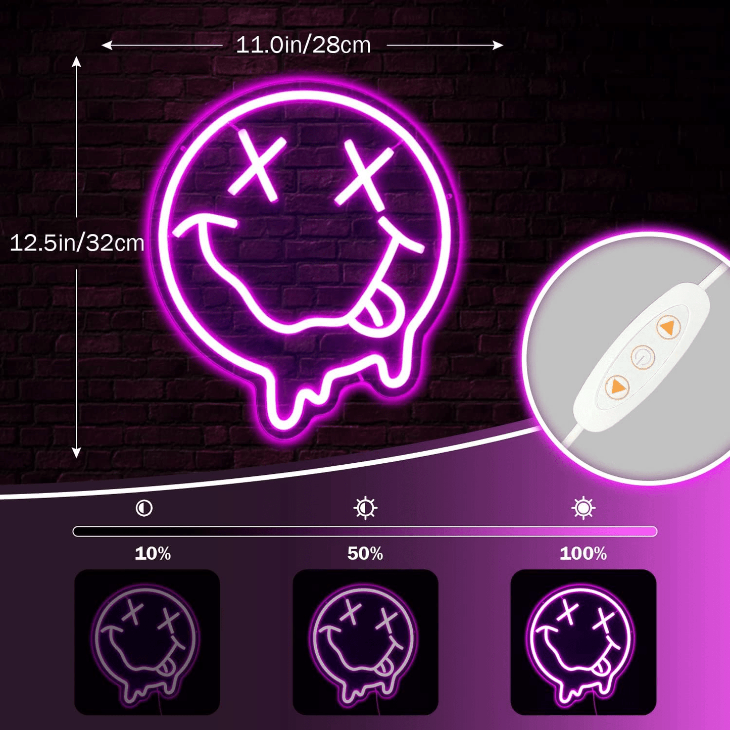Melting Smiley Face Neon Sign - Y2K Retro Fluid Art Neon Sign for Wall Decor for Bedroom & Game Room - Crossover Lighting Shop