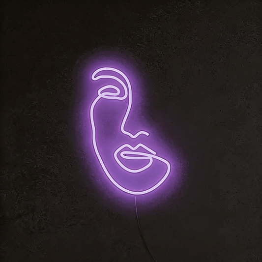 Minimalist Line Art Face Neon Sign - LED Wall Decor for Boutique & Salon - Crossover Lighting Shop