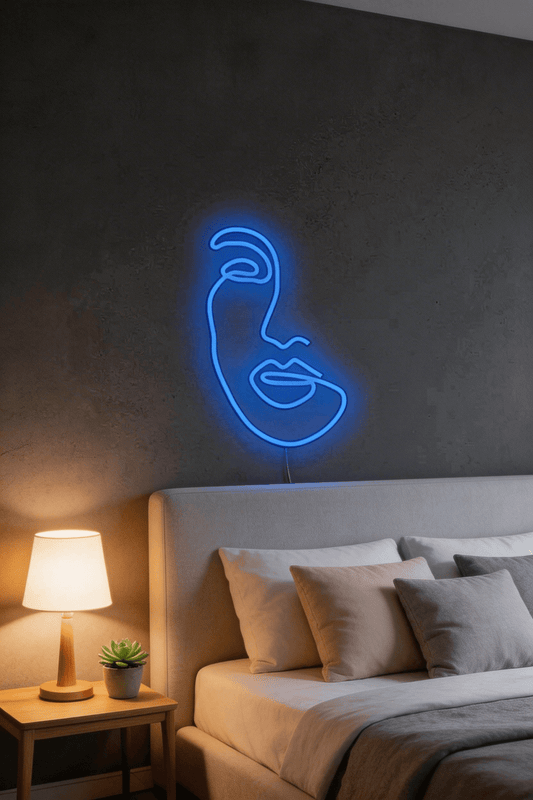 Minimalist Line Art Face Neon Sign - LED Wall Decor for Boutique & Salon - Crossover Lighting Shop