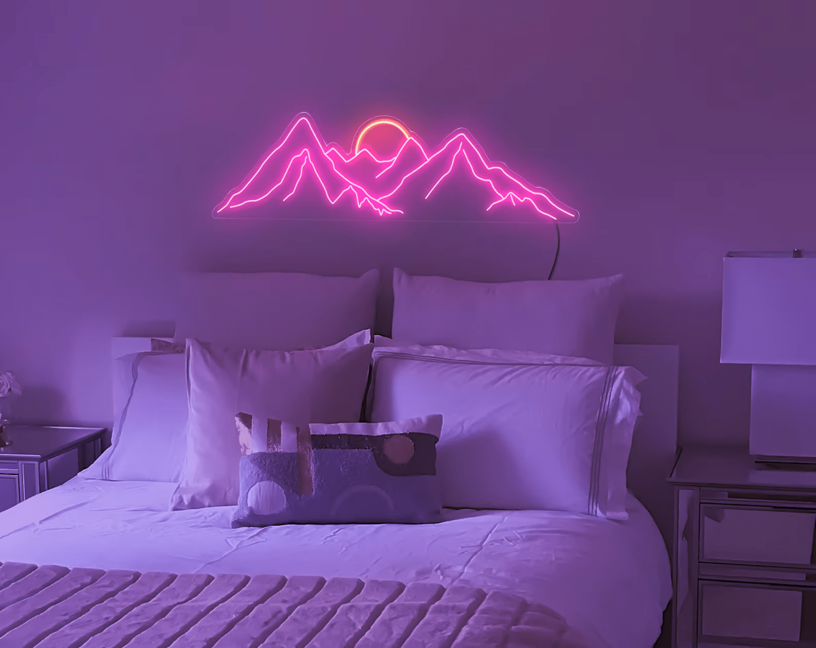Mountain Peak & Sunrise LED Neon Sign - Modern Wall Decor for Gaming Room, Bedroom & Office - Crossover Lighting Shop