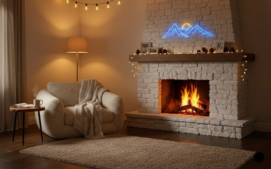 Mountain Peak & Sunrise LED Neon Sign - Modern Wall Decor for Gaming Room, Bedroom & Office - Crossover Lighting Shop