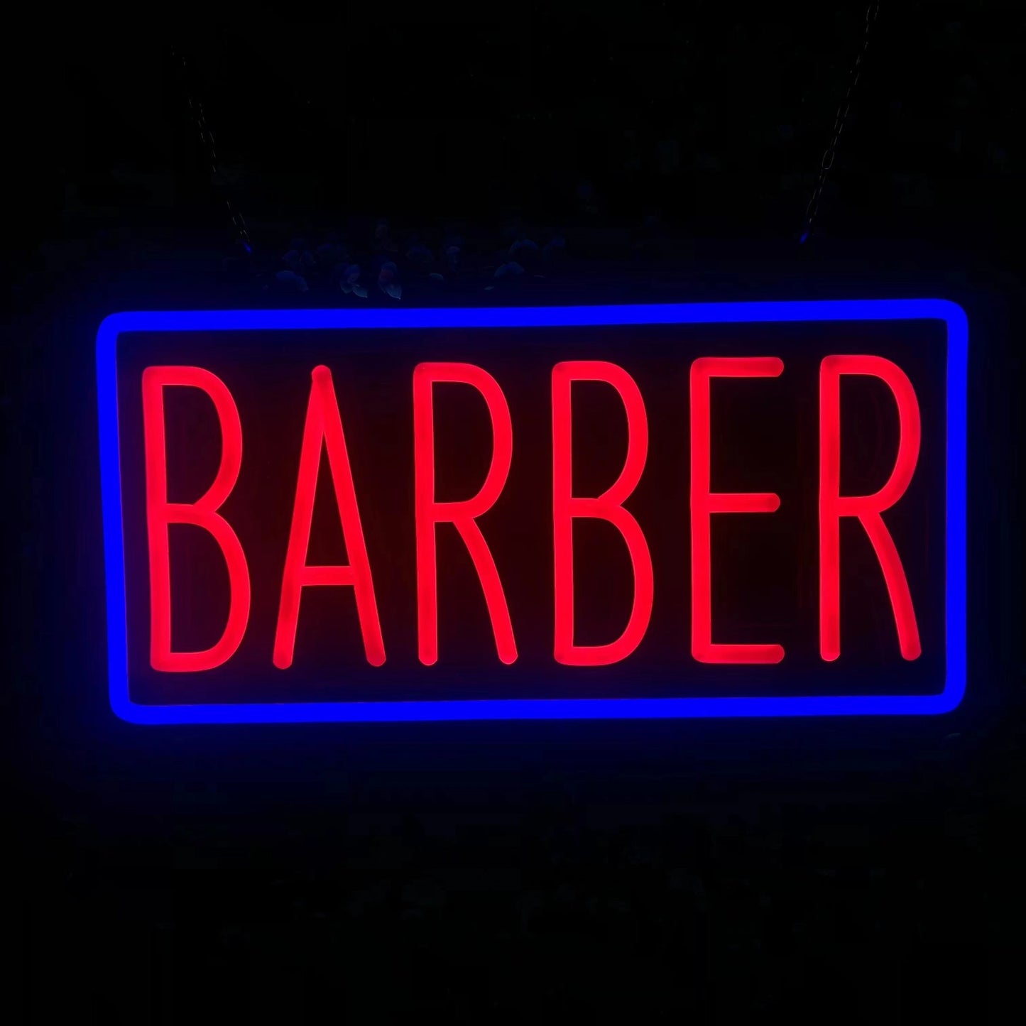 Professional BARBER LED Neon Sign - Classic Blue & Red Window Decor for Barbershops - Crossover Lighting Shop