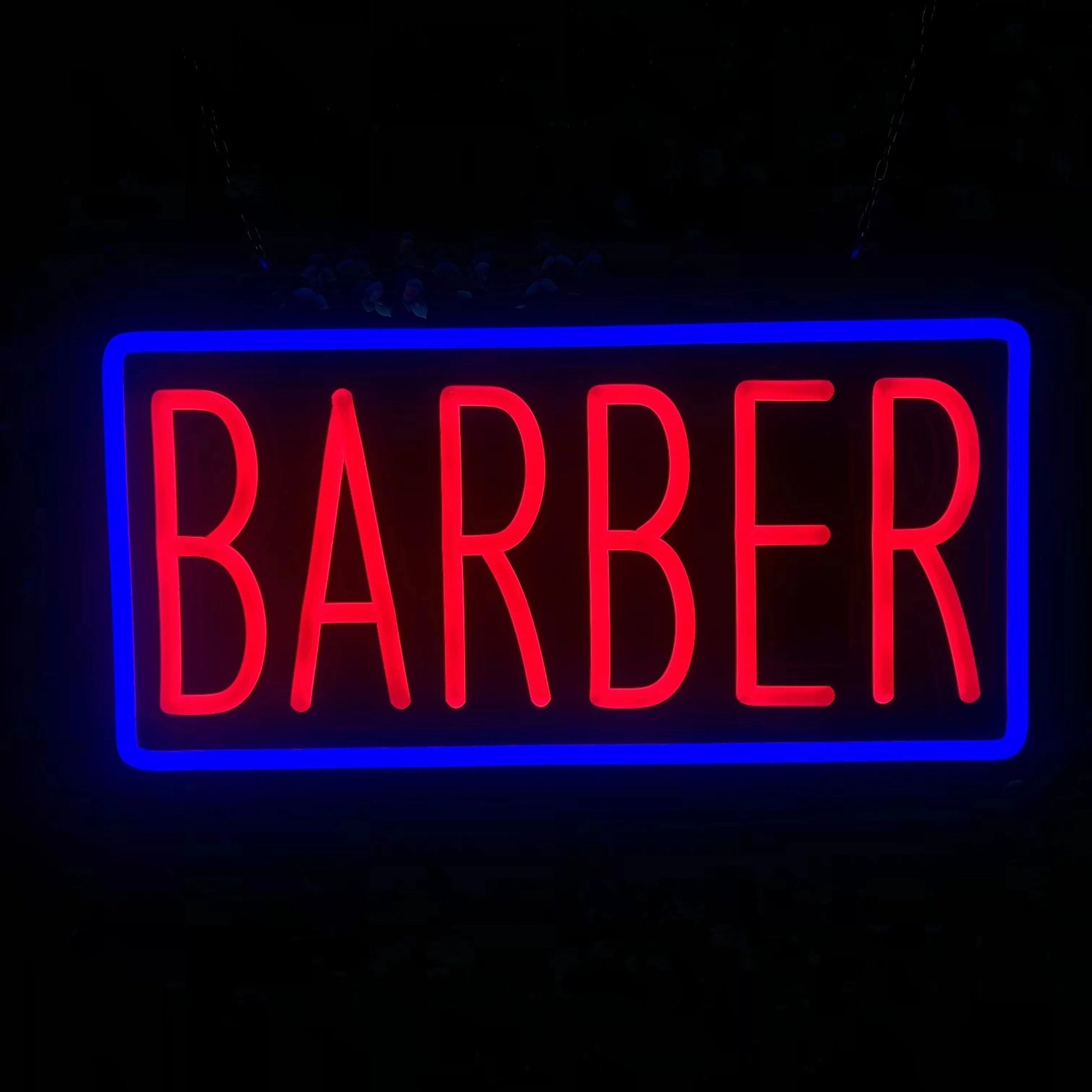 Professional BARBER LED Neon Sign - Classic Blue & Red Window Decor for Barbershops - Crossover Lighting Shop