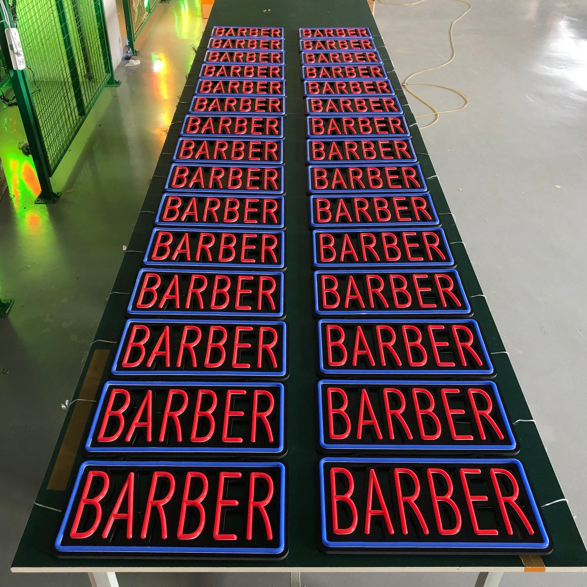 Professional BARBER LED Neon Sign - Classic Blue & Red Window Decor for Barbershops(with dimmer) - Crossover Lighting Shop
