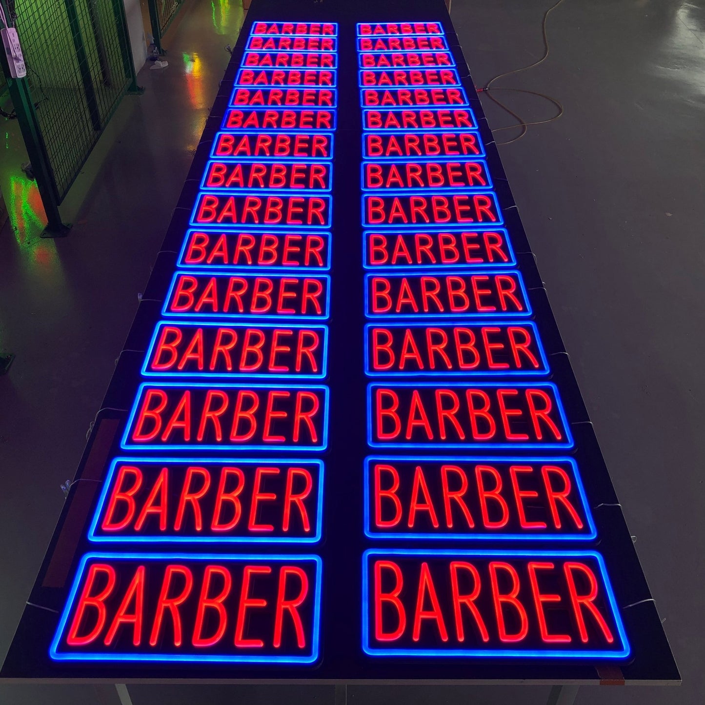 Professional BARBER LED Neon Sign - Classic Blue & Red Window Decor for Barbershops(with dimmer) - Crossover Lighting Shop