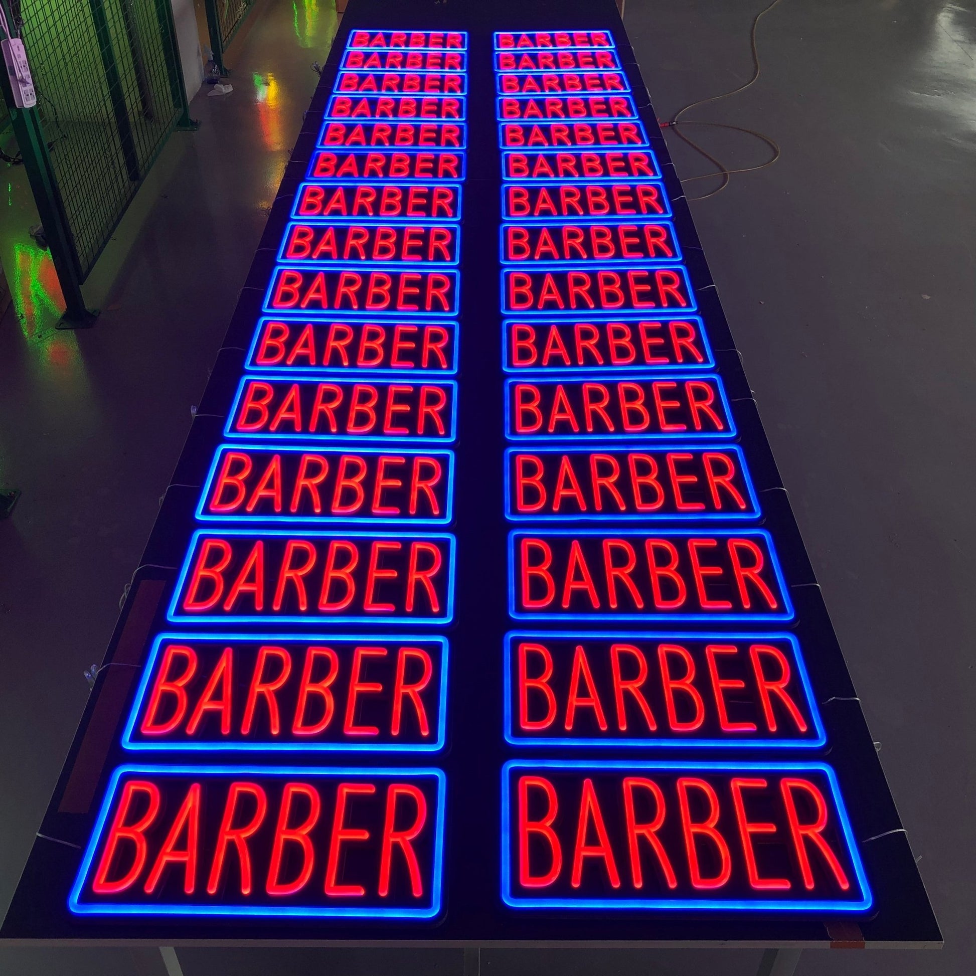 Professional BARBER LED Neon Sign - Classic Blue & Red Window Decor for Barbershops(with dimmer) - Crossover Lighting Shop