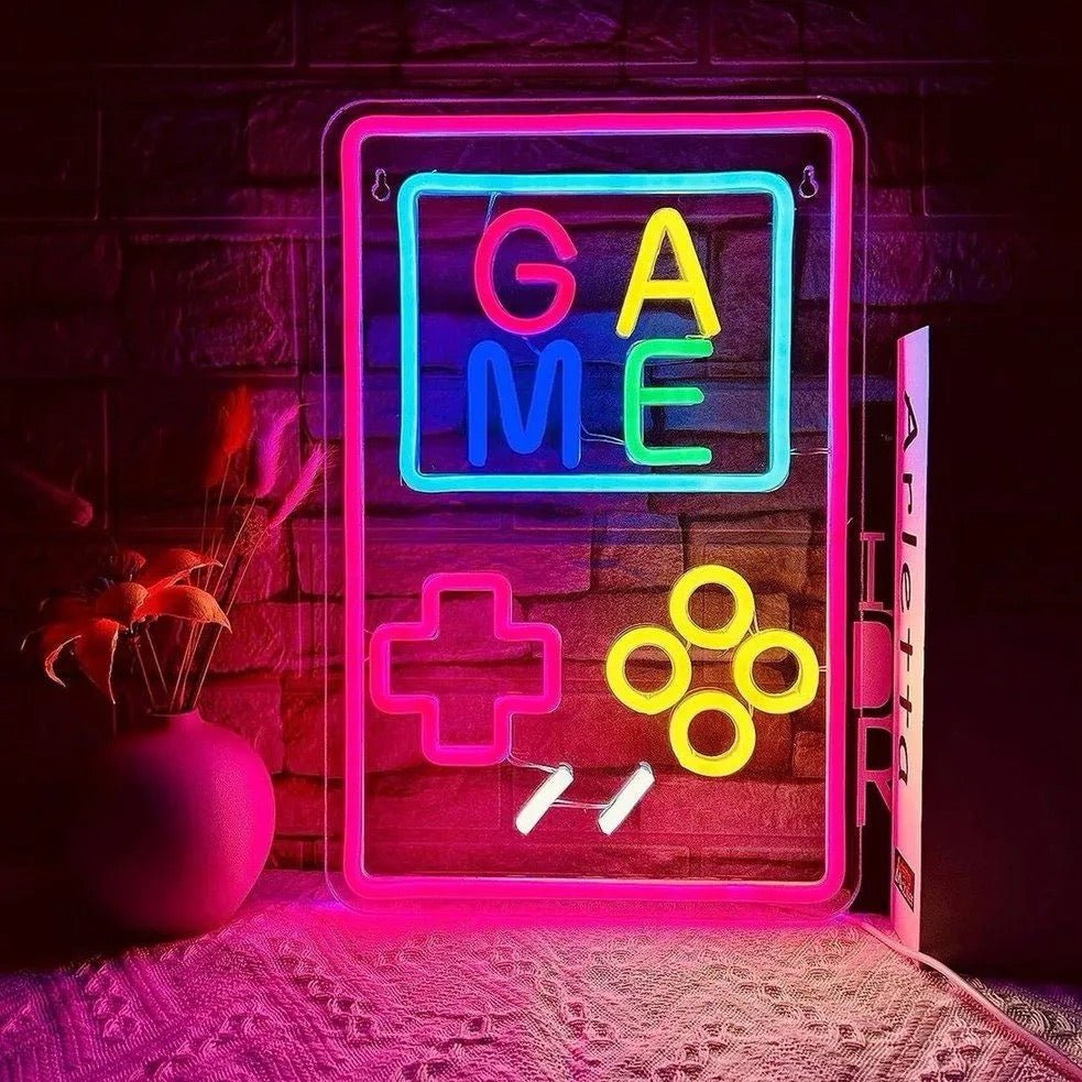 Retro Console Neon Sign - 8 - Bit Nostalgia LED Wall Art (38*25CM) - Crossover Lighting Shop