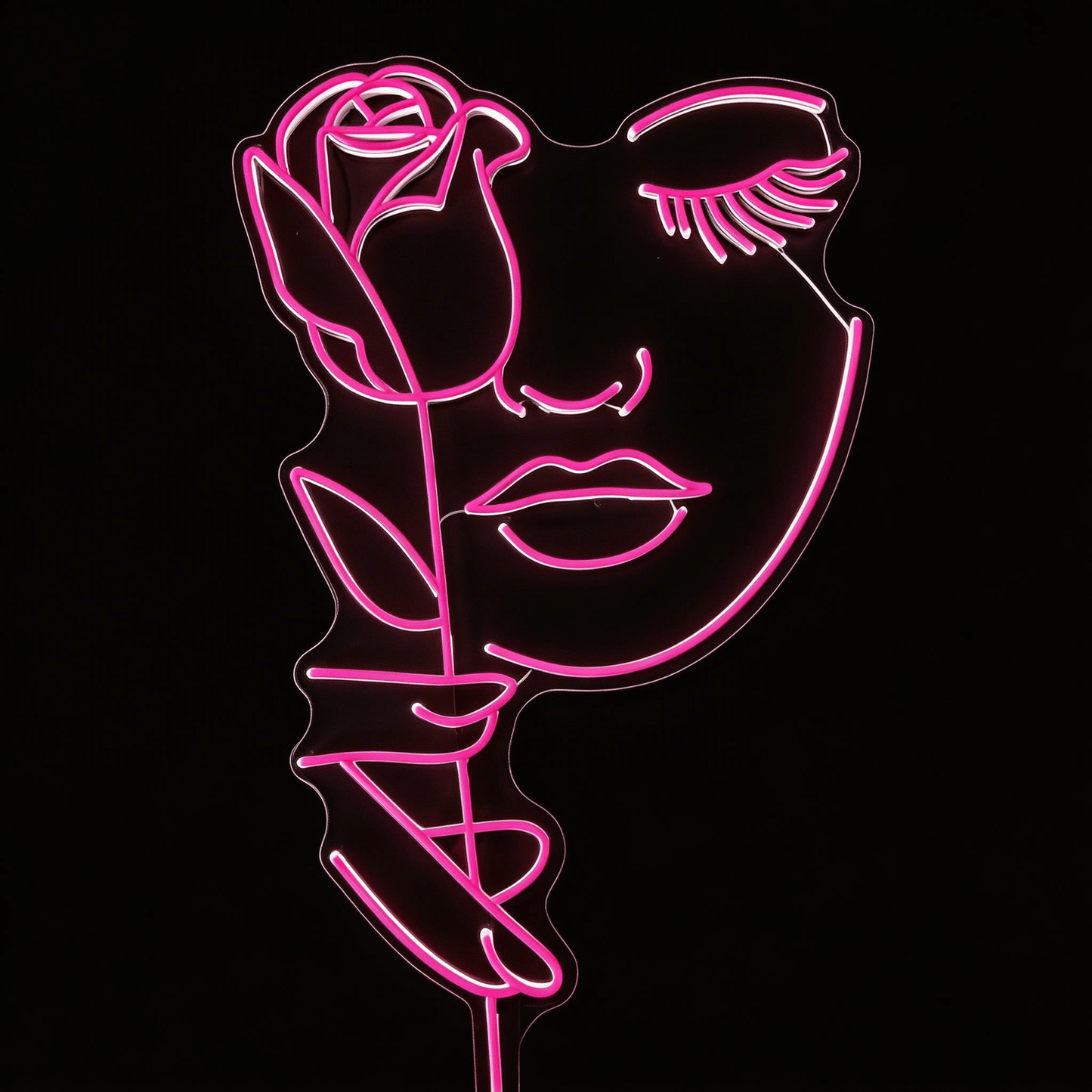 Serene Muse: Minimalist Abstract Face Line Art Glow Neon Sign - Crossover Lighting Shop