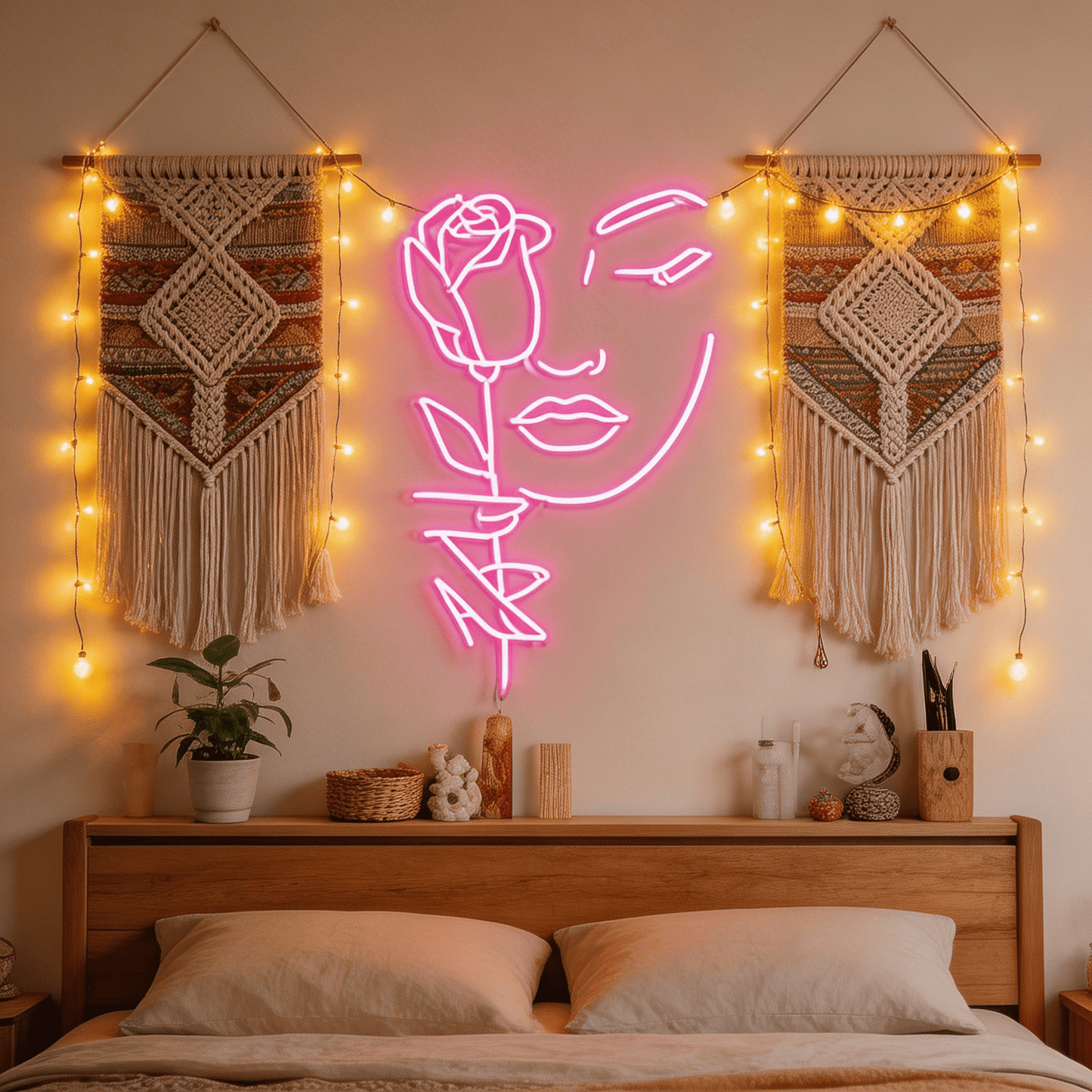 Serene Muse: Minimalist Abstract Face Line Art Glow Neon Sign - Crossover Lighting Shop