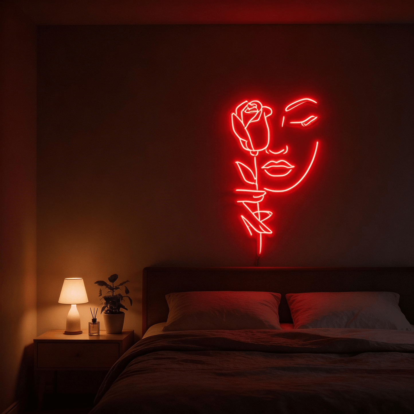 Serene Muse: Minimalist Abstract Face Line Art Glow Neon Sign - Crossover Lighting Shop
