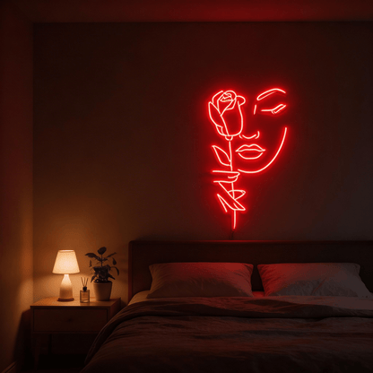 Serene Muse: Minimalist Abstract Face Line Art Glow Neon Sign - Crossover Lighting Shop