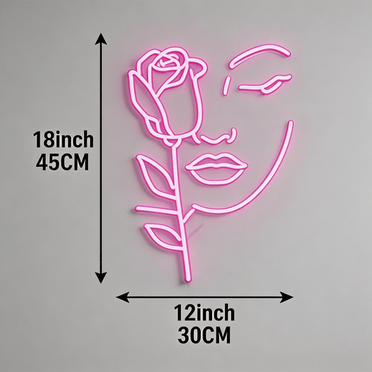 Serene Muse: Minimalist Abstract Face Line Art Glow Neon Sign - Crossover Lighting Shop