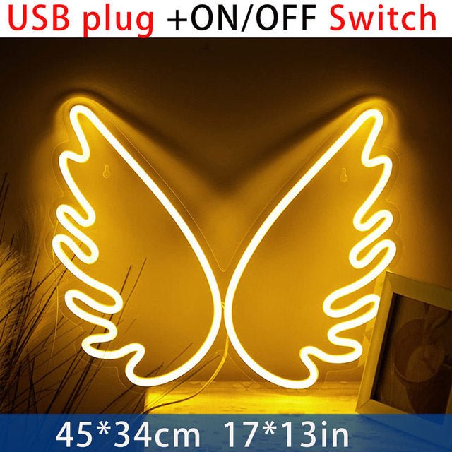 Customized LED Neon Sign - Wings / Heart wing Logo - Crossover Lighting Shop