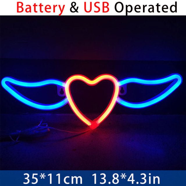 Customized LED Neon Sign - Wings / Heart wing Logo - Crossover Lighting Shop