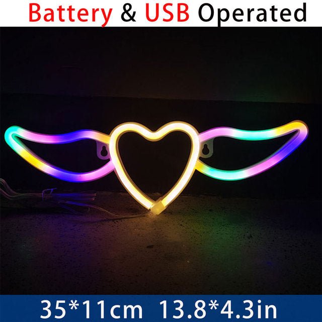 Customized LED Neon Sign - Wings / Heart wing Logo - Crossover Lighting Shop